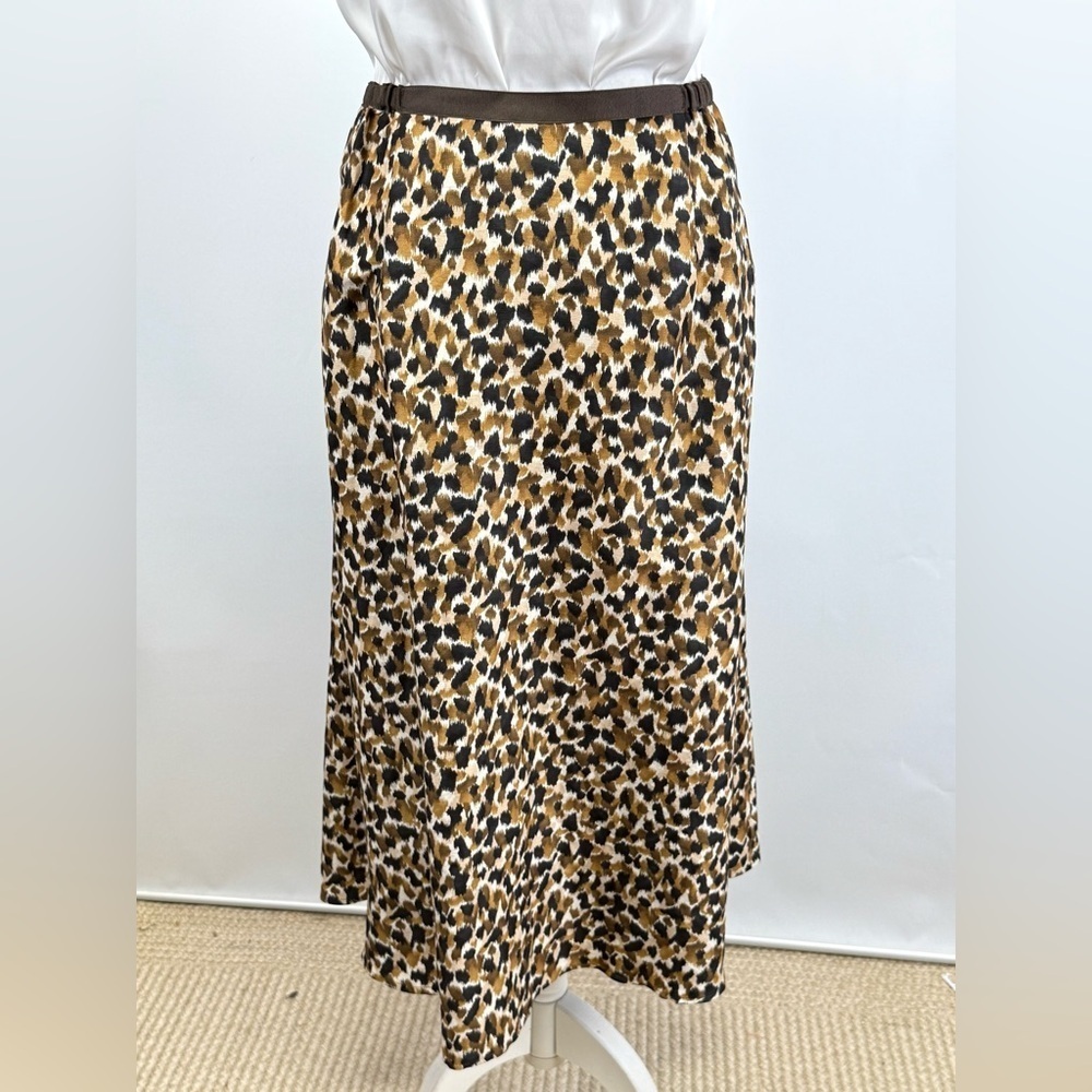 TALBOTS Brown, black & Tan A-Line animal print midi skirt size 16W - Picture 2 of 13
